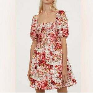 Puff Sleeve Floral Mini Dress